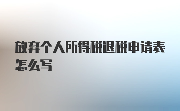 放弃个人所得税退税申请表怎么写