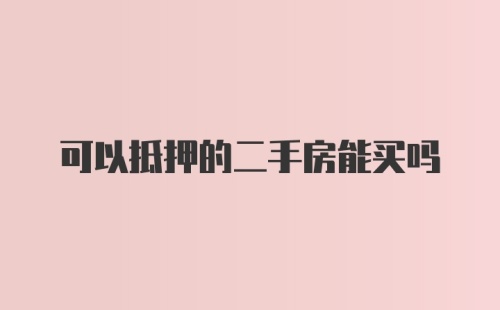 可以抵押的二手房能买吗