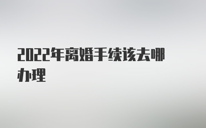 2022年离婚手续该去哪办理