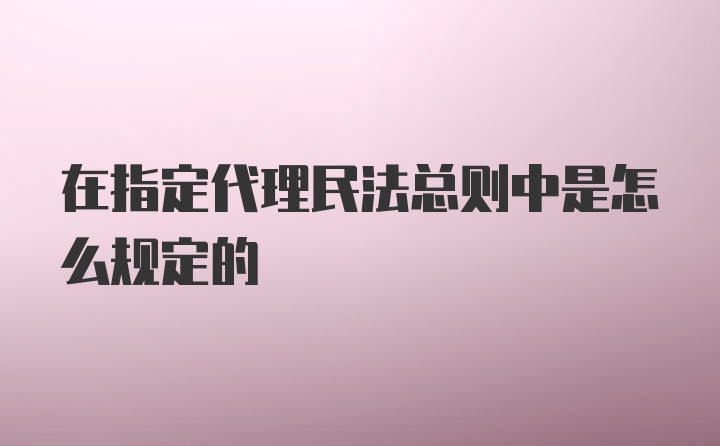 在指定代理民法总则中是怎么规定的