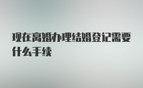 现在离婚办理结婚登记需要什么手续