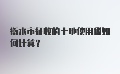 衡水市征收的土地使用税如何计算？