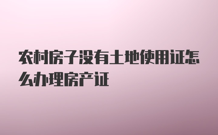 农村房子没有土地使用证怎么办理房产证