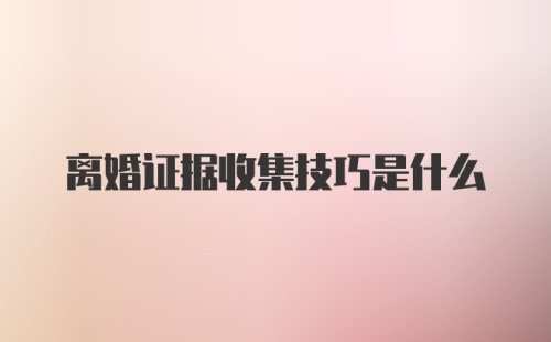 离婚证据收集技巧是什么