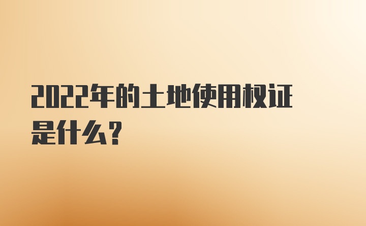 2022年的土地使用权证是什么？