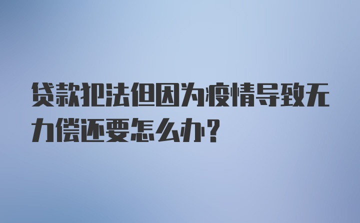 贷款犯法但因为疫情导致无力偿还要怎么办？