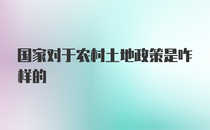 国家对于农村土地政策是咋样的