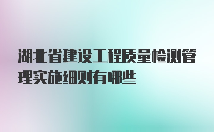 湖北省建设工程质量检测管理实施细则有哪些