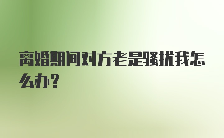 离婚期间对方老是骚扰我怎么办？