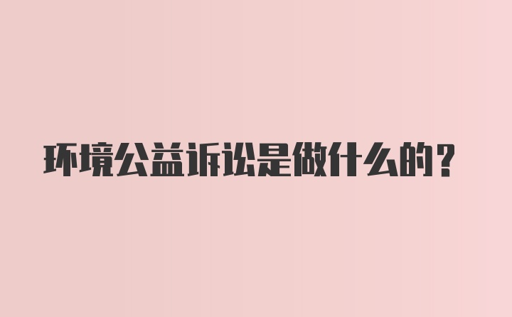 环境公益诉讼是做什么的？