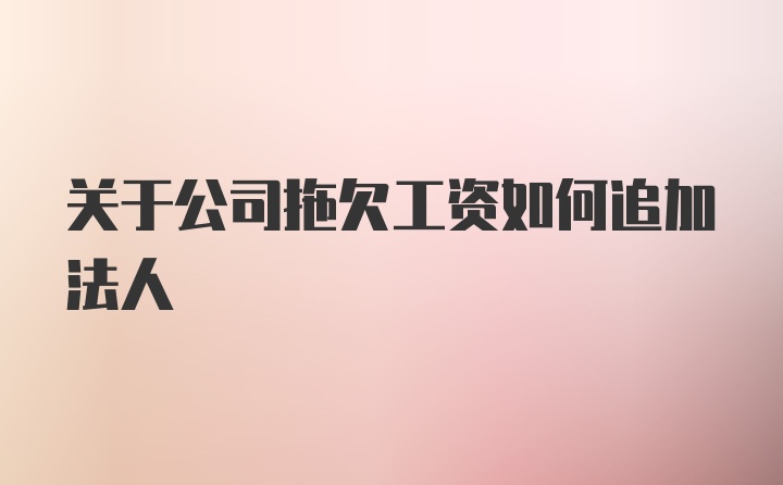 关于公司拖欠工资如何追加法人