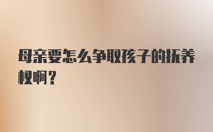 母亲要怎么争取孩子的抚养权啊？