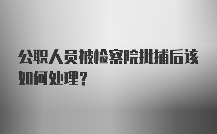 公职人员被检察院批捕后该如何处理？