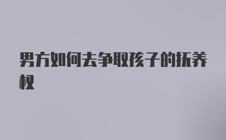 男方如何去争取孩子的抚养权