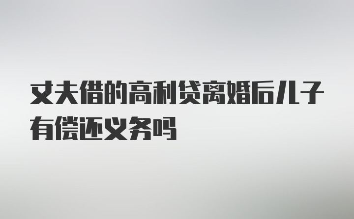 丈夫借的高利贷离婚后儿子有偿还义务吗