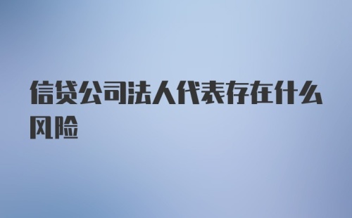 信贷公司法人代表存在什么风险