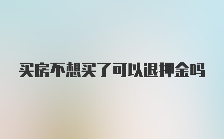 买房不想买了可以退押金吗