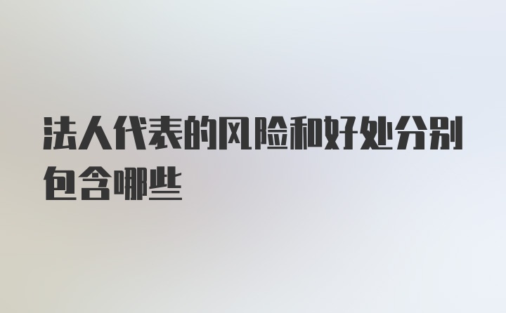 法人代表的风险和好处分别包含哪些