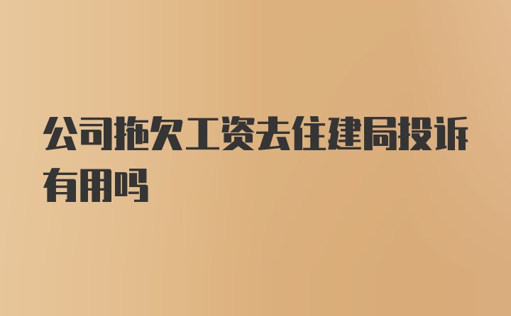 公司拖欠工资去住建局投诉有用吗