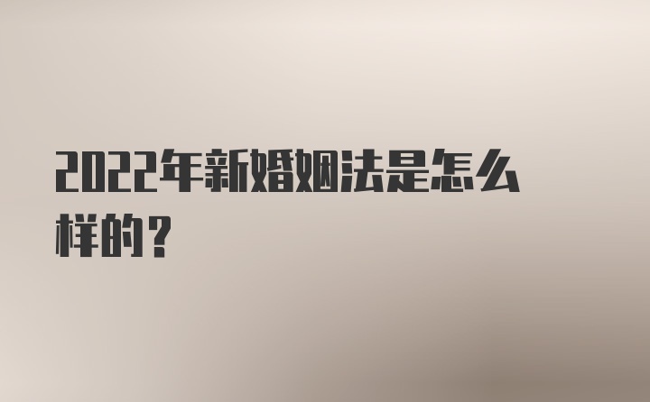 2022年新婚姻法是怎么样的？