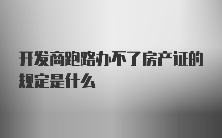 开发商跑路办不了房产证的规定是什么