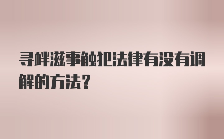 寻衅滋事触犯法律有没有调解的方法？