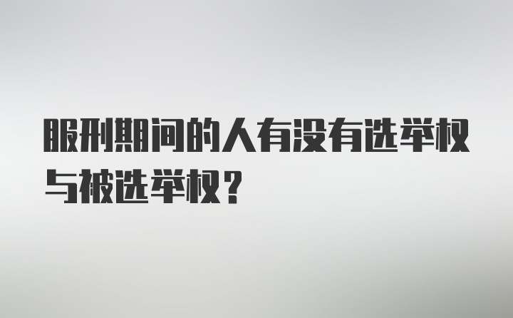 服刑期间的人有没有选举权与被选举权?