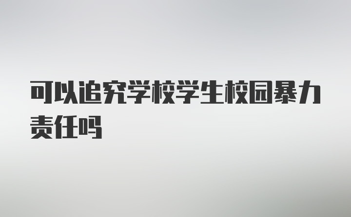 可以追究学校学生校园暴力责任吗