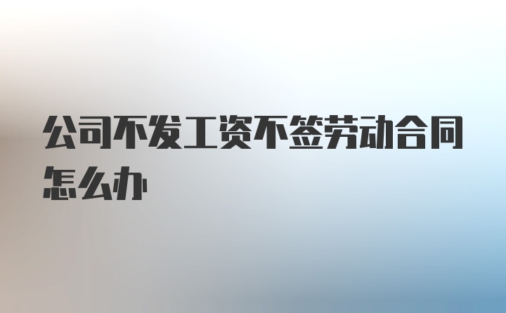 公司不发工资不签劳动合同怎么办