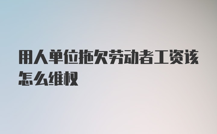 用人单位拖欠劳动者工资该怎么维权