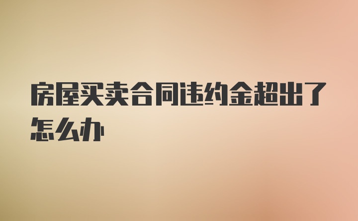 房屋买卖合同违约金超出了怎么办