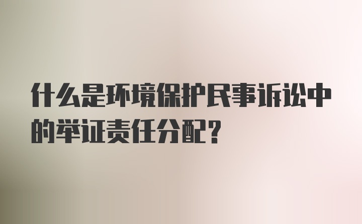 什么是环境保护民事诉讼中的举证责任分配？