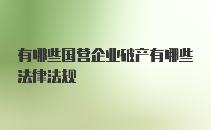 有哪些国营企业破产有哪些法律法规