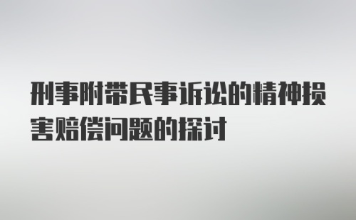 刑事附带民事诉讼的精神损害赔偿问题的探讨