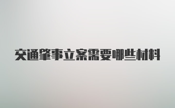 交通肇事立案需要哪些材料