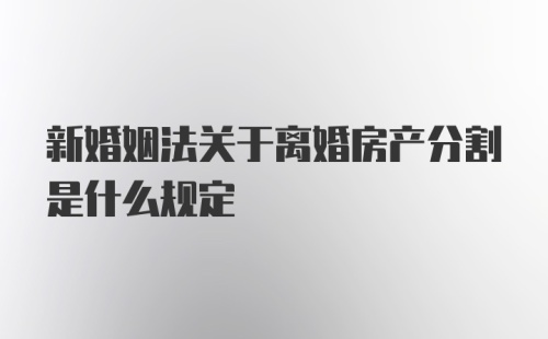 新婚姻法关于离婚房产分割是什么规定