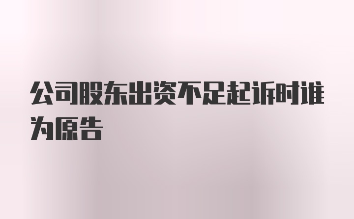 公司股东出资不足起诉时谁为原告