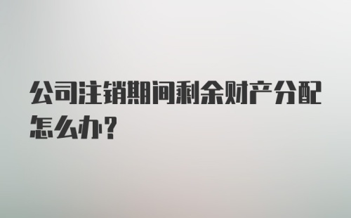 公司注销期间剩余财产分配怎么办？