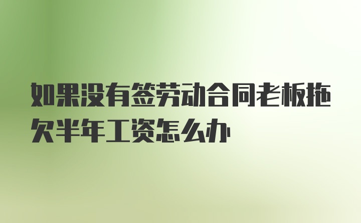 如果没有签劳动合同老板拖欠半年工资怎么办