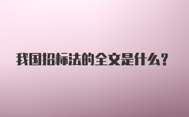 我国招标法的全文是什么？