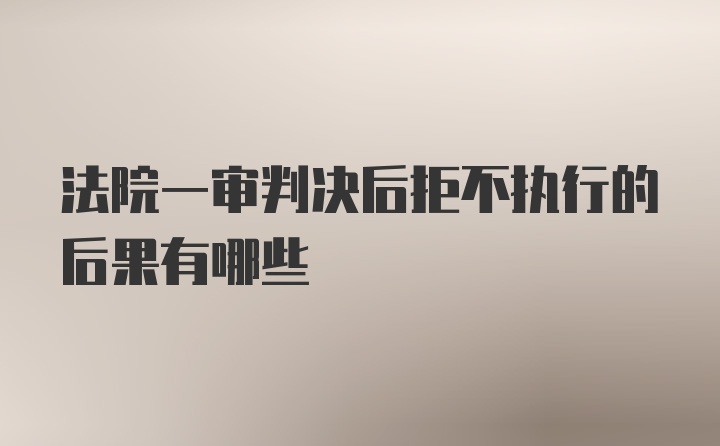 法院一审判决后拒不执行的后果有哪些