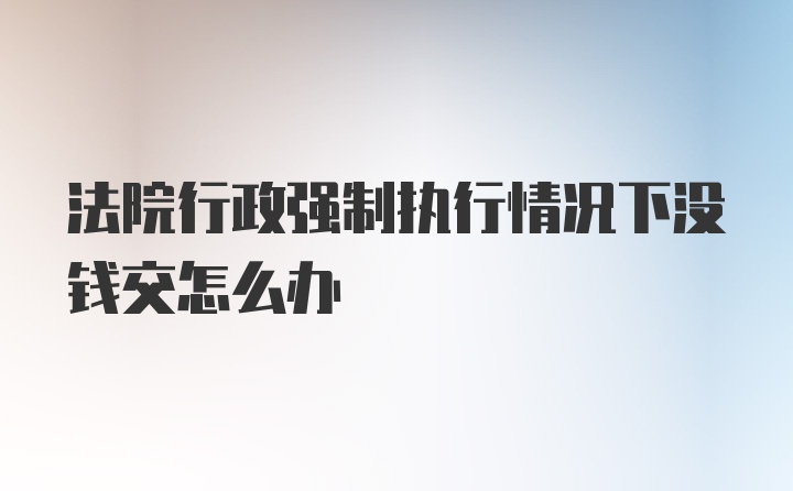 法院行政强制执行情况下没钱交怎么办