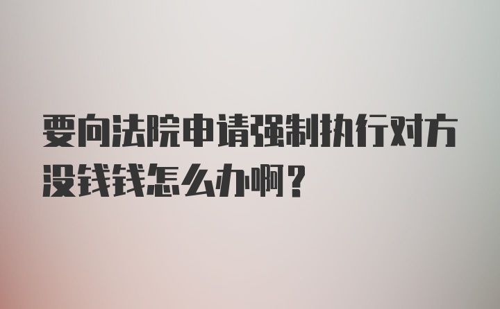 要向法院申请强制执行对方没钱钱怎么办啊？