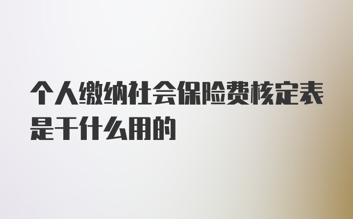 个人缴纳社会保险费核定表是干什么用的