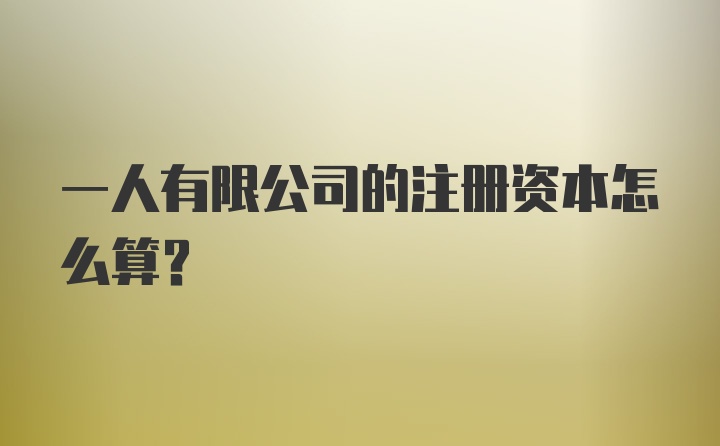 一人有限公司的注册资本怎么算？