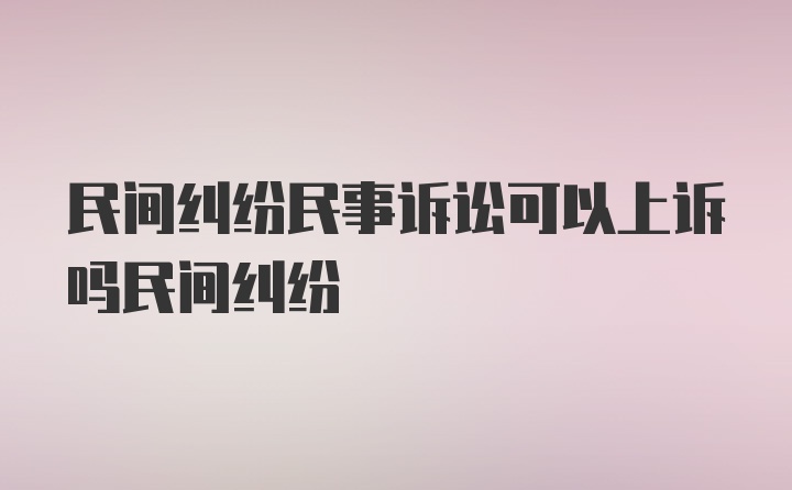 民间纠纷民事诉讼可以上诉吗民间纠纷