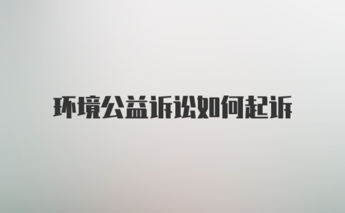 环境公益诉讼如何起诉