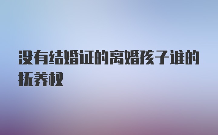 没有结婚证的离婚孩子谁的抚养权