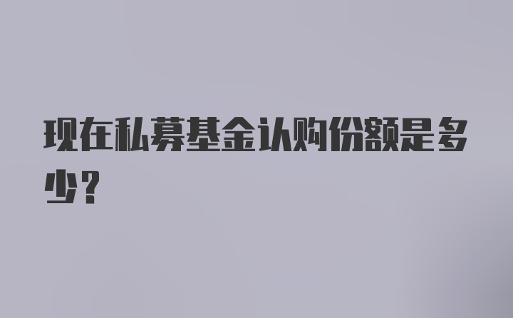 现在私募基金认购份额是多少？