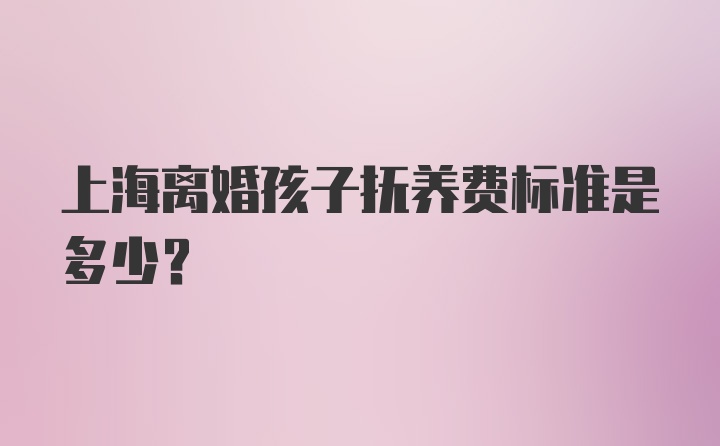 上海离婚孩子抚养费标准是多少？